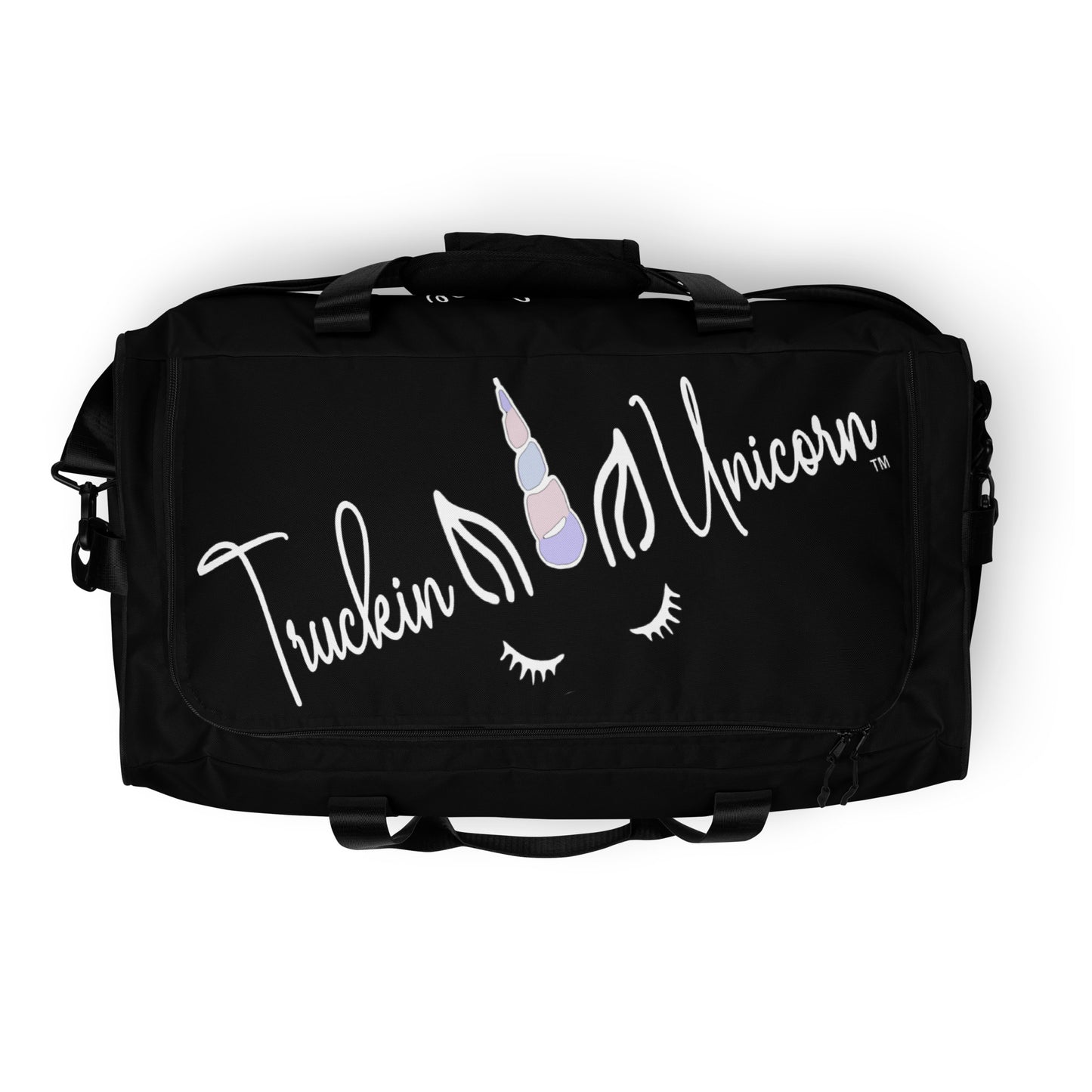 Truckin Unicorn Black Duffle Bag